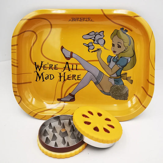 Spice Grinder and Metal Tray Set