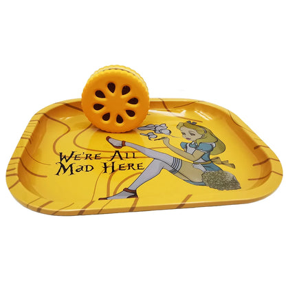 Spice Grinder and Metal Tray Set