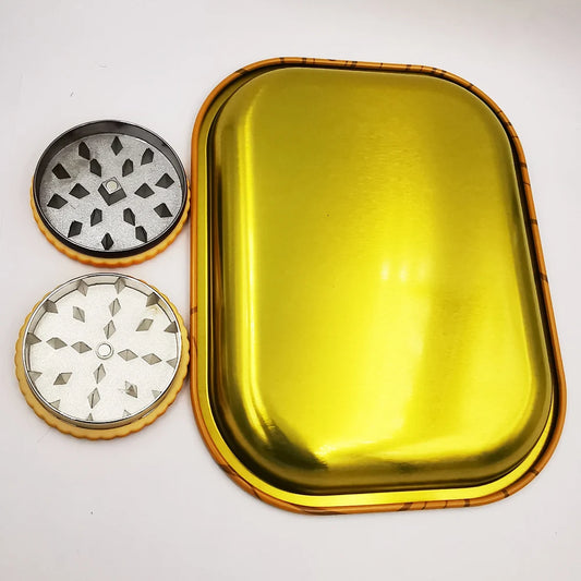 Spice Grinder and Metal Tray Set