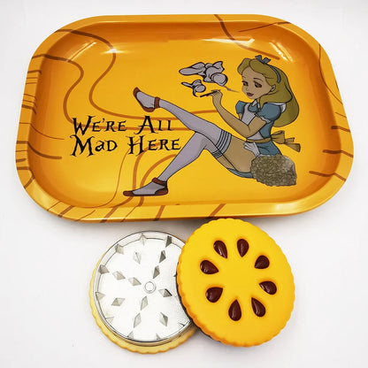 Spice Grinder and Metal Tray Set